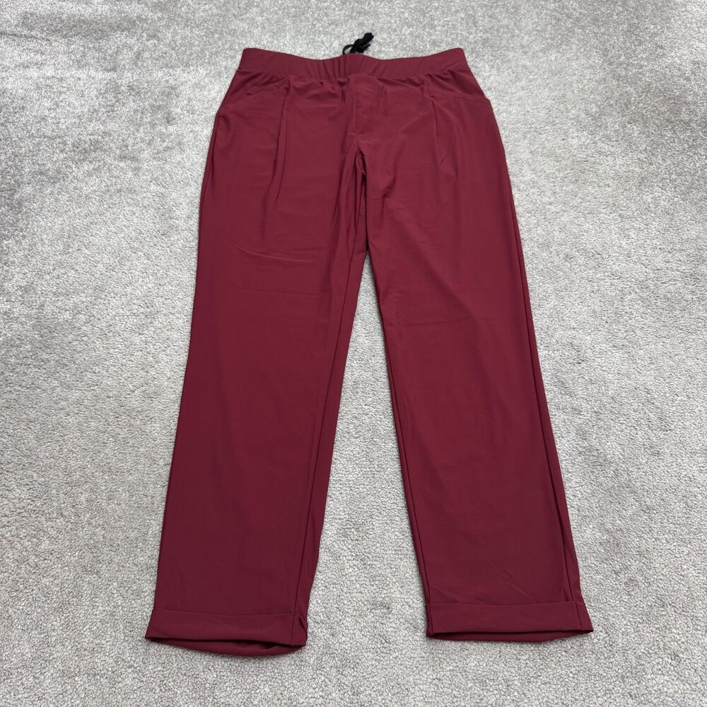 Baleaf Stretch Active Track Pants Womens M Red Elastic Drawstring Straight Leg